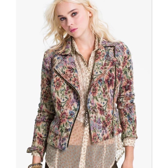 Free People Tapestry Biker Jacket 